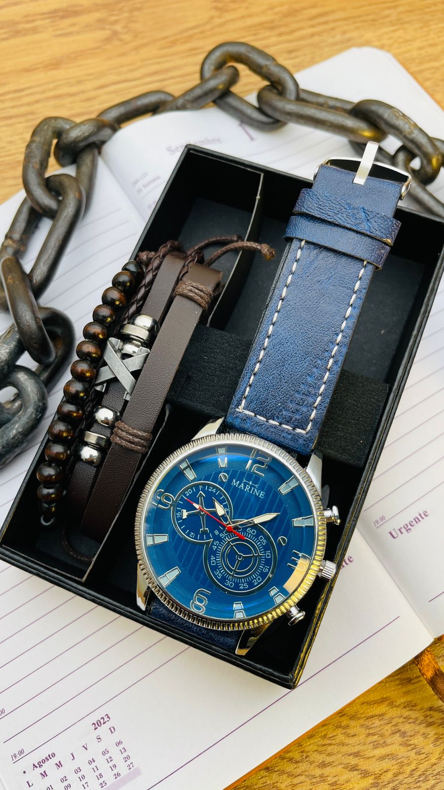 MARINE CON MANILLA Y CAJA RELOJ 